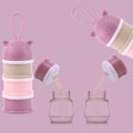 Miniatyrbild 5 av 8: Baby Formula Dispenser 4 Layer Portable Milk Powder Dispenser Container Baby Feeding Travel Storage Container Box