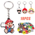19 st Super Mario-tema Nyckelringar Festtillbehör för barn Vuxna presenter