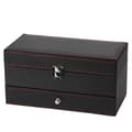 Dubbel Smyckeskrin Klocka Örhängen Ringar Armband Halsband Box Organizer Förvaringsfodral