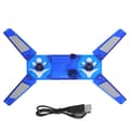 Kylplatta för bärbar dator, hopfällbar, bärbar USB, dubbla fläktar, transparent LED blått ljus DR‑2008G