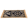 Miniatyrbillede 5 af 8: Muslimsk bønnetæppe i polypropylenfiber, bærbart, udsøgt blomsterdesign, etnisk tilbedelsesmåtte (110x70cm / 43,3x27,6in) Blå