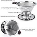 Miniatyrbillede 2 af 5: Permanent kaffefilter i rustfrit stål, papirløst kaffefilter til manuel kaffebrygning, genanvendelig kaffetragt med dobbelt rustfrit stålnet