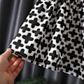 Pikkukuva 2 / 5: Tyttöjen mekko lyhyt puff hiha söpö elegantti hulmuava kukkakuviointi ihana lasten mekko musta 130