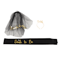 Miniatyrbilde 6 av 8: Bride to Be Tiara Shiny Black Brude Bryllupsbånd Frynser Sentrum Lagdelt slør Sash Krone Bride to Be Gaver