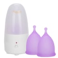 Miniatyrbilde 2 av 8: Gjenbrukbar menstruasjonskopp for kvinner Dame menstruasjonskopp rensemaskinsett (EU-plugg 110240V)(Renere menstruasjonskopp lilla sS)