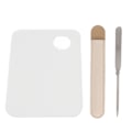 Miniatyrbillede 1 af 8: Makeup Foundation Mixing Spatel Sæt 304 Rustfrit Stål Akryl Bakke Dobbelt Ender Omrører Kosmetisk Palette