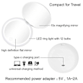 Pikkukuva 4 / 5: 2 kpl Kompakti peili LED-valolla, 1x/10x suurentava ladattava peili, 3,5 tuuman taskupeili, himmennettävä matkapeili käsilaukkuun, taskuun, kädessä pidettävä 2-puolinen