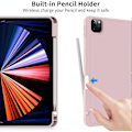 Pikkukuva 4 / 5: Vaaleanpunainen, Suojakotelo iPad Pro 11-tuumaiselle (18/20/21/22), Kynäpaikalla, Erittäin ohut Kolmiosainen Älykäs Suojus, Tukee Kynän Latausta, Automaattinen Lepotila/Herätys