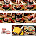 Miniatyrbild 5 av 5: 3-i-1 Hamburgerpress, Fylld Hamburgerpress med 200 Hamburgerpapper för Non-stick Barbecue