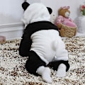 Miniatyrbilde 4 av 5: Dinosaur Onesie med Hetter - Dyrkostyme for Barn - Panda, 3-6 Måneder
