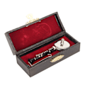 Miniatyrbillede 1 af 8: Miniature Klarinet Model med Stativ og Etui Musikinstrumenter Klarinet Model Display til Skrivebordsdekoration 3,15in