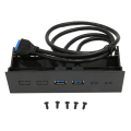 Miniatyrbillede 1 af 8: 5,25 tommer frontpanel 2-ports USB-port Optisk drev Frontpanel USB 3,0 til 19 ben metal optisk drevbås til pc-computertaske