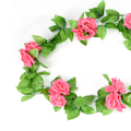 Miniatyrbillede 8 af 8: 5 stk. kunstig vinroseblomst silkeblomst guirlande til hjemmet dekoration til soveværelse kontor mørk pink