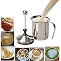 Miniatyrbilde 4 av 4: Cappuccino Latte Kaffeskumkanne Dobbeltlagsfilter i Rustfritt Stål 28oz 800ml med Håndtak og Lopp