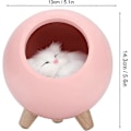 Miniatyrbilde 4 av 5: Katt Hus Bordlampe, Søt Katte Nattlampe Lite Kjæledyrhus Dobbel Strøm USB Lading LED Nattlampe Soverom Belysning Atmosfære Lampe (Rosa)