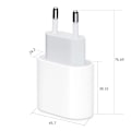 Miniatyrbillede 5 af 5: iPhone Oplader - Hurtig oplader - Adapter + Kabel 20W USB-C Hvid