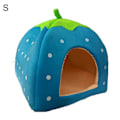 Miniatyrbillede 1 af 5: Foldbart Blødt Varmt Seng Kæledyrshus Kennel Telt til Hunde, Katte og Hvalpe - Jordbær Design Lyseblå S