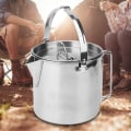 Miniatyrbillede 5 af 8: Udendørs rustfrit stål Holdbar miljøvenlig bærbar vandkedel Multifunktions kaffekande