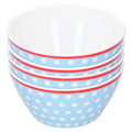Miniatyrbillede 4 af 8: 4 stk. 6 tommer salatskål middagsserveringsskålsæt køkken imitation porcelæn middagsstel lyseblå prikker