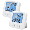 Miniatyrbillede 1 af 5: 2 stk. Hygrometer Indendørs Digitalt Termometer og Fugtighedsmåler med 12/24 Timers Alarm, Rumtermometer med Temperatur Fugtighedsmonitor, Baggrundsbelysning, Cl