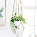 Miniatyrbild 4 av 5: 2 st Hängande Korg Rep Växthängare Makramé Hängande Korg Växthängare Bomull Blomkruka Hängande Dekoration Trädgårdsrum Växthållare 105cm