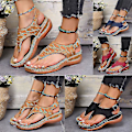 Miniatyrbilde 1 av 4: Ortopediske Sandaler for Kvinner, Casual Flat Flip Flops, Lav Kile, Størrelse UK7 (EU41) - Brun