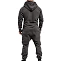 Miniatyrbilde 3 av 4: Vinter Casual Herre Hettelue Zip-Up Jumpsuit Romper - Mørk Grå XL