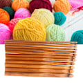 Miniatyrbild 5 av 8: 12 st bambu stickningsnålar set olika storlekar slätare kanter rund bambu virkning för DIY tröjor