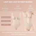 Miniatyrbillede 3 af 4: Dyb V-udskæring, stropløs, backless bodysuit shapewear - Kvinder S, Beige