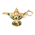 Miniatyrbild 6 av 8: Magic Genie-lampa Utsökt färgäkta iögonfallande legering präglade mönster Genie-lampa för kontor i sovrummet Guld+Grön 4,7 tum