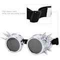 Miniatyrbild 7 av 8: Vintage Spiked Steampunk Goggles Cosplay Glasögon Dubbel Lager Vindtät (ljus silver)
