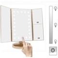 Miniatyrbild 4 av 5: 3-delad sminkspegel med belysning, 1X/2X/3X förstoring, 21 LED-lampor, justerbar 180 grader med pekskärm