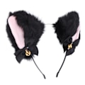 Miniatyrbillede 8 af 8: Fluffy Cat Ears Pandebånd Sødt plyshårbånd med klokke til Halloween Cosplay kostumefest Sort