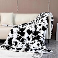 Miniatyrbillede 5 af 5: Dobbelt Lag Blød Plys Ko Print Hjerteformet Kanin Tæppe - Varmt Sofa Sengetæppe3 160x200cm