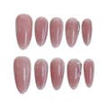 Pink Press-On Nails with Cat Eye Decor with Natural and Smooth Edges L