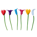 Miniatyrbild 1 av 5: Set med 6 vinglascharm i blomsterform