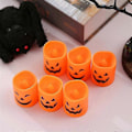 Pikkukuva 3 / 5: 6 kpl Kurpitsa Kynttilävalo, Oranssi Liekitön Kynttilävalo Led Lamppu Juhlakoristevalo Halloween-juhliin -JRSZ