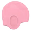 Miniatyrbilde 6 av 8: Høy elastisitet Silikonbadehette for barn 3D-hørebeskyttelse badehette for kort langt hår Rosa