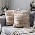 Miniatyrbild 1 av 4: Set med 2 Blandade Kuddfodral Dekoration Fransförsedda Örngott Linne Kuddfodral Skydd Dekor Klassisk för Soffa Hem Sovrum Vardagsrum 45 * 45 CM Beige