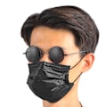 Pikkukuva 7 / 8: Metal Classic Vintage Unisex UV-suojauksella varustetut pyöreät kehykselliset polarisoidut aurinkolasit aurinkolasikotelolla Musta Harmaa