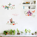 Miniatyrbild 2 av 5: En uppsättning väggdekaler konst väggmålning blommor vackra fjärilar PVC-dekal för vardagsrum sovrum barnrum köksdekoration