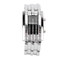 Miniatyrbillede 6 af 8: LED-ur Unik Binær Time Mode Display Konveks buestruktur Vandtæt LED-armbåndsur Elektronisk ur Sølv L