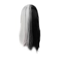Miniatyrbilde 2 av 5: Lang rett parykk for kvinner Svart Hvit Fasjonabel Syntetisk parykk med naturlig utseende for cosplay Halloween-fester
