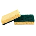 Miniatyrbilde 1 av 4: 2 stk. Klassisk skuresvamp i cellulose med resirkulert grønn struktur, - svært absorberende for rask og effektiv rengjøring