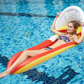 Miniatyrbild 5 av 8: Pool Float Med Baldakin Uppblåsbar Pool Float Flotte Bekväm Hållbar Utomhus Vatten Säng