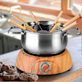 Miniatyrbillede 4 af 4: Rustfri Stål Fonduegaffel Varmebestandigt Træhåndtag 24 cm - 6 Stykker