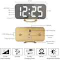 Miniatyrbild 5 av 5: Spegel LED Digital Väckarklocka 6 Tum med Dubbla USB-laddare Automatisk Ljusstyrka Enkel Sovfunktion Perfekt för Sovrum Sängbord