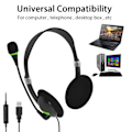 Miniatyrbillede 5 af 8: USB-headset med mikrofon, støjreducerende computerheadset til erhvervskaldcenter og kontor