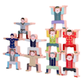 Miniatyrbillede 7 af 8: Træstablingsspil til småbørn og børn - Interlocking Balancing Blocks - Læringslegetøj med etniske figurer