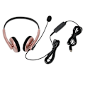 Miniatyrbillede 8 af 8: Call Center Headset Multifunktionelt Stilfuldt støjreducerende HD Opkald Høreværn Telefon Headset Rose Gold Type C